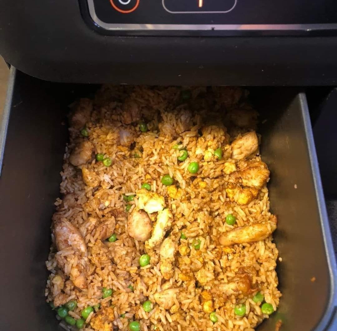 Air Fryer Fried Rice with chicken