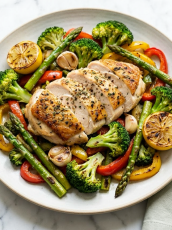Healthy Oven Roasted Chicken with Herbs and Vegetables (Diabetic-Friendly)