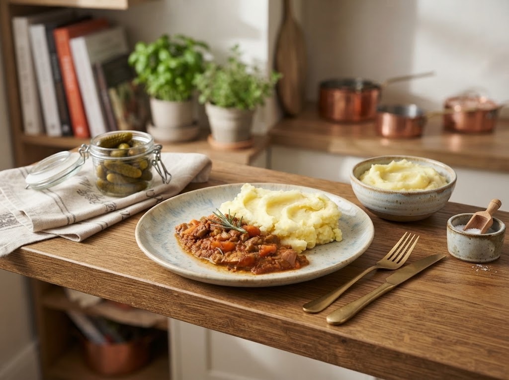 High Protein Beef Stew With Creamy Mashed Potatoes