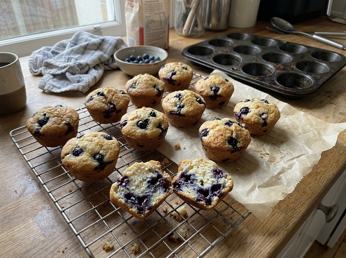 High Protein Fluffy Blueberry Cottage Cheese Pancake Bites